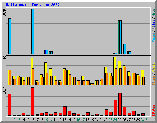 Daily usage for June 2007