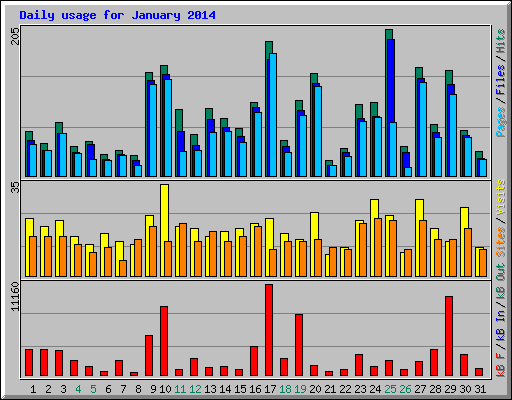 Daily usage for January 2014
