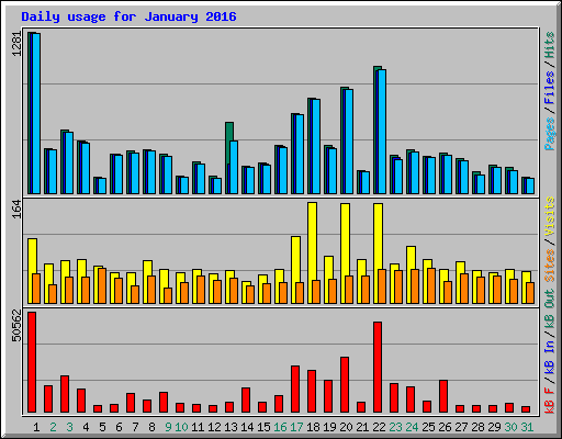 Daily usage for January 2016