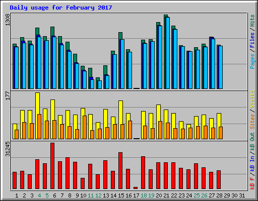 Daily usage for February 2017