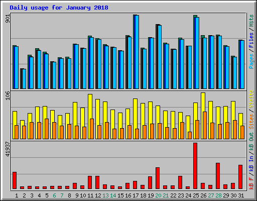 Daily usage for January 2018