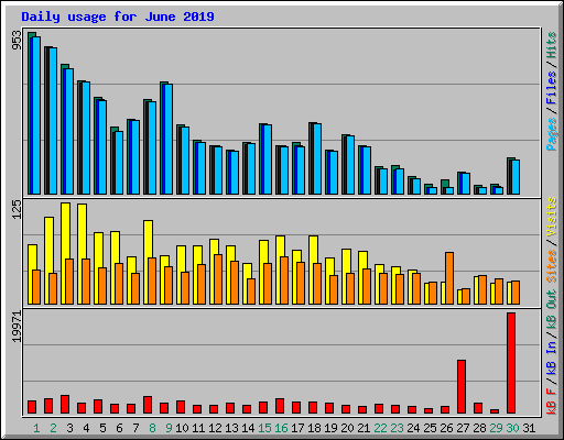 Daily usage for June 2019