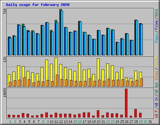 Daily usage for February 2020