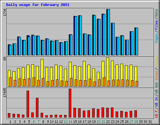 Daily usage for February 2021