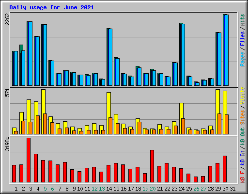 Daily usage for June 2021