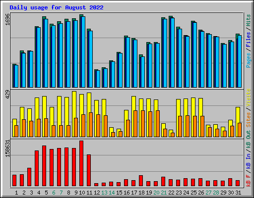 Daily usage for August 2022