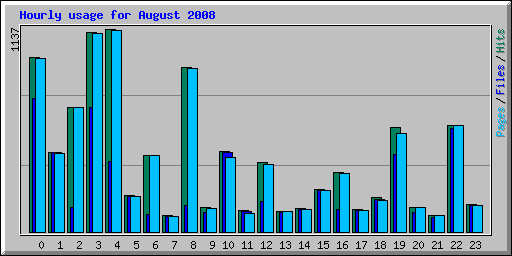 Hourly usage for August 2008