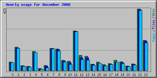 Hourly usage for December 2008